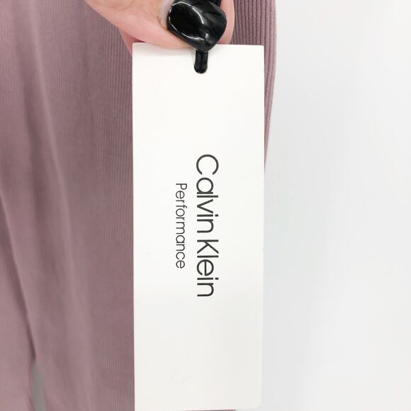 Calvin Klein Womens 7/8 Leggings Small Dusty Pink Stretch High Waist Ribbed NWT - Picture 6 of 10